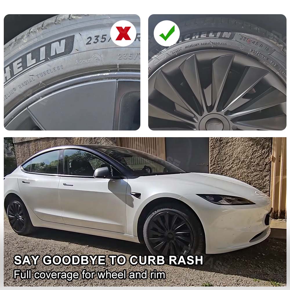 Model 3 Highland Wheels Covers Hub Caps Matte Black 18inch for Tesla Exterior Accessories EVBASE