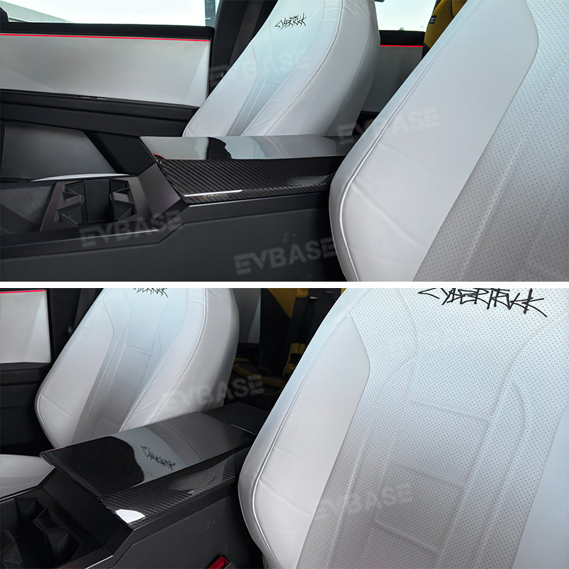 Tesla Cybertruck Armrest Box Cover Real Carbon Fiber Center Console Overlay Protection Trim