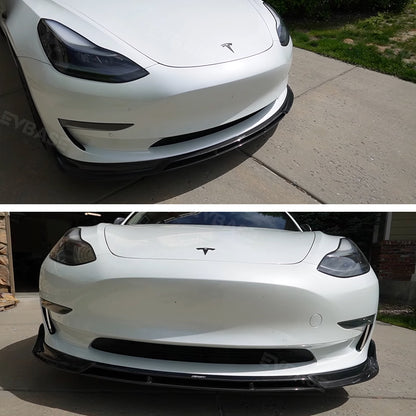 Tesla Model 3 Front Bumper Lip CMST Real Carbon Fiber Spoiler Splitter Trim Front Apron | EVBASE