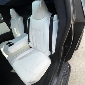 Tesla Cybertruck Seat Covers NAPPA Leather Full Coverage Seat Protector (Black/White)