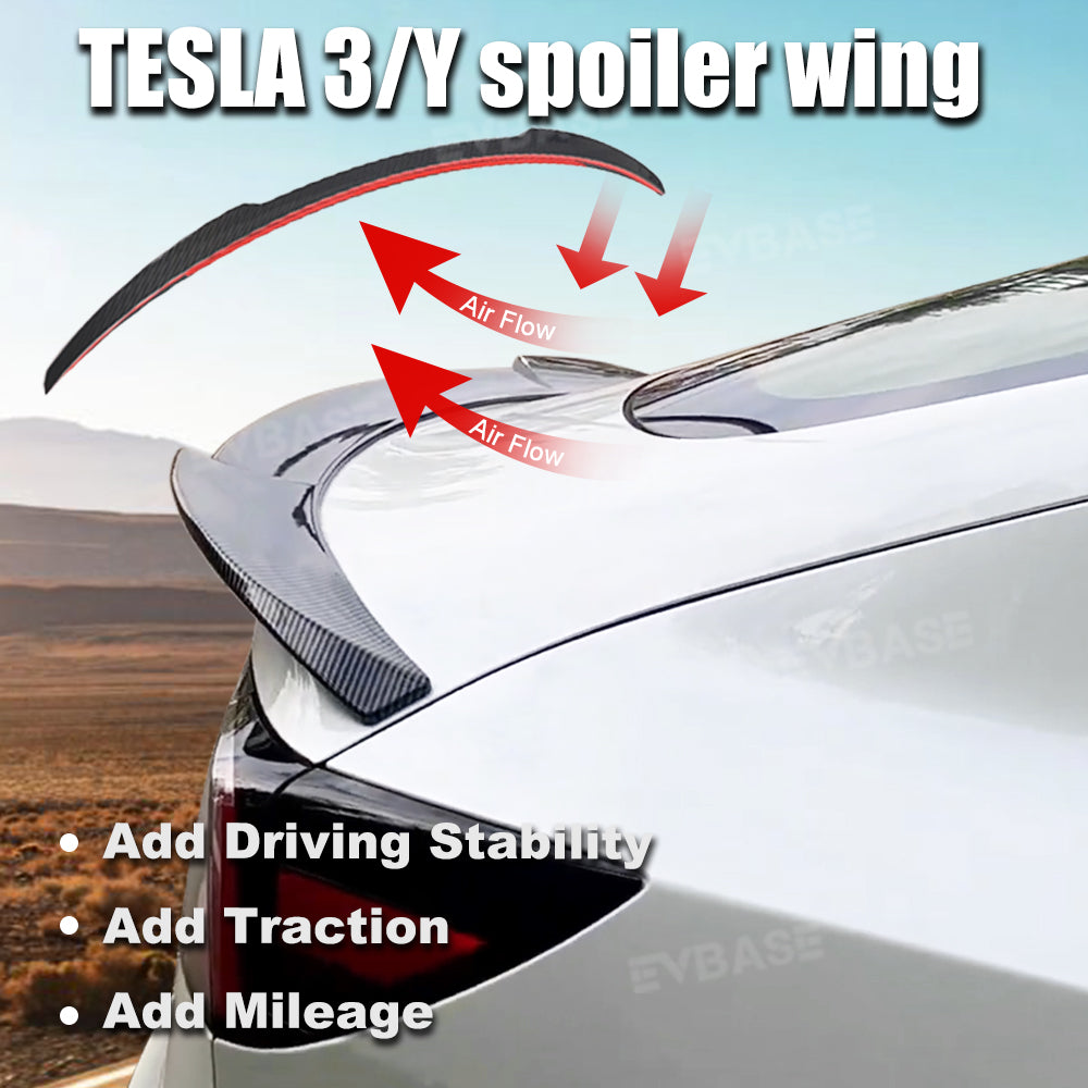 EVBASE Tesla Model 3/Y Spoiler Wing ABS Rear Trunk Lid Splitter