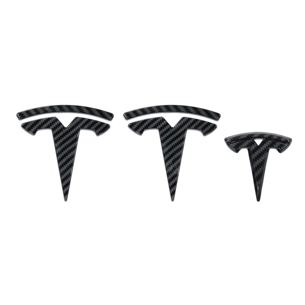 EVBASE Model 3 Y Steering Wheel Front/Rear Trunk Logo ABS Cover Sticker 3pcs