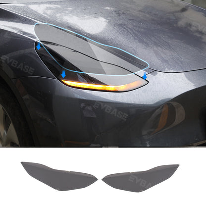 Tesla Model 3 Y Headlights Smoke Tint TPU Wrap Cover Protective Film PPF Paint Protection Film