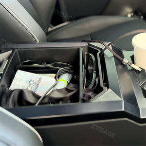 Tesla Cybertruck Armrest Box Organizer Storage Box ABS Flocked Liner Center Console Tray EVBASE