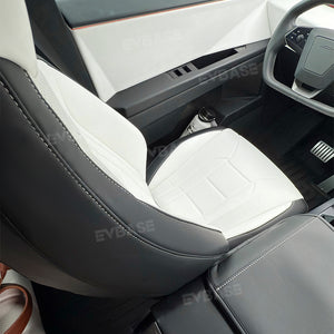 Tesla Cybertruck Seat Covers NAPPA Leather Full Coverage Seat Protector (Black/White)