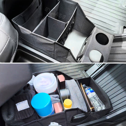 Tesla Cybertruck Storage Bag Oxford Cloth Lower Center Console Organizer With Compartments Cup Holder