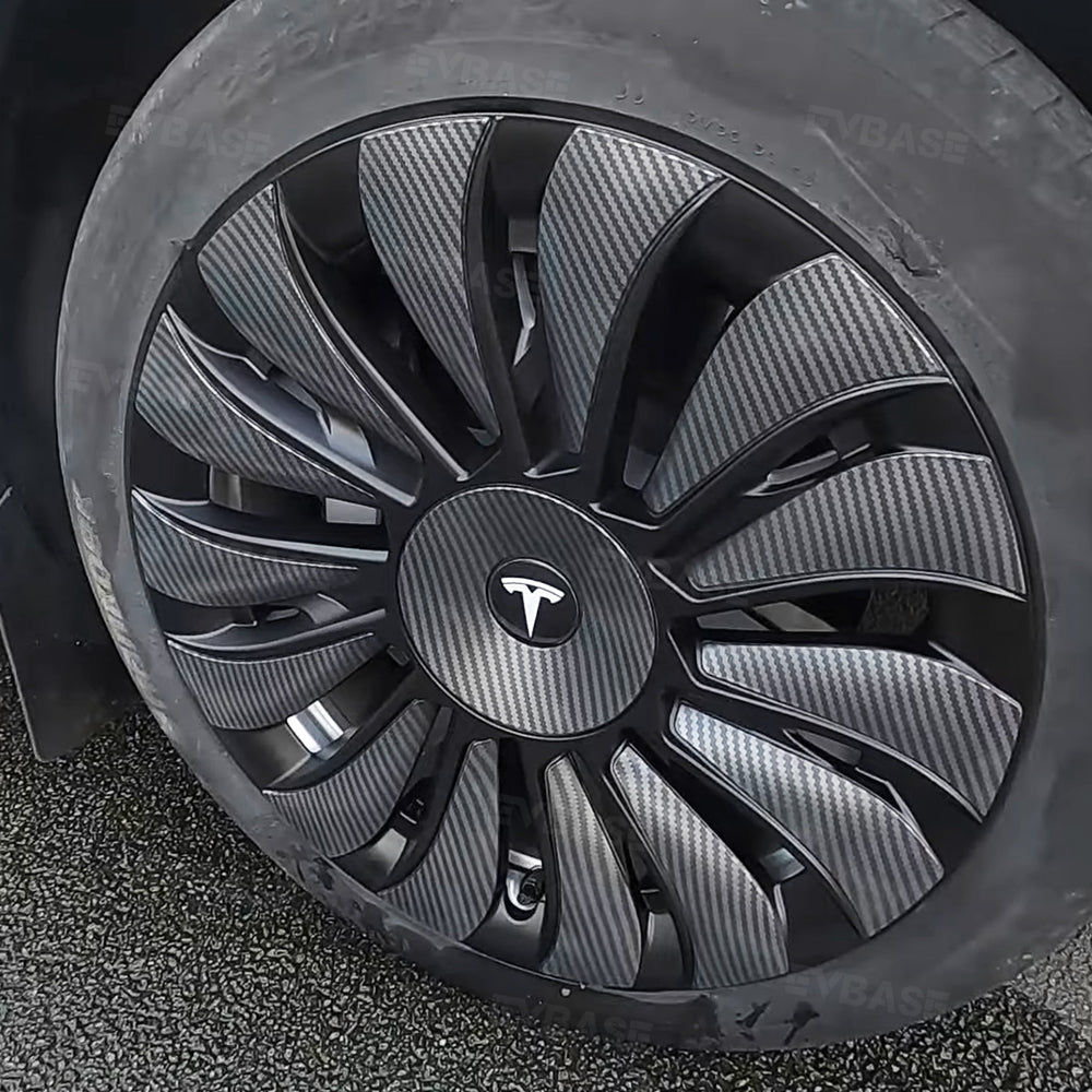 Model Y Überturbine Wheels Covers 19inch Carbon Fiber Texture for Tesla Gemini Wheels Exterior Accessories