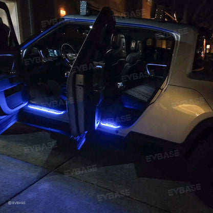 Rivian R1T R1S Illuminated Door Sill Covers  Protector LED Light Plates Trim Welcome Pedal EVBASE