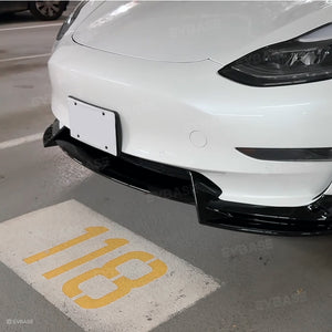 Tesla Model 3 Front Bumper Lip Spoiler V Style Splitter ABS Body Kit