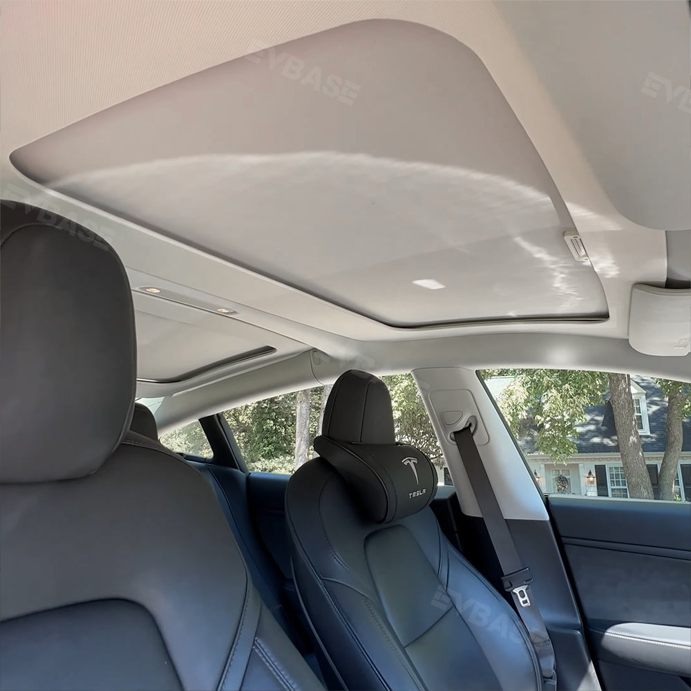 Tesla Model 3/Y Retractable Sunshade Glass Roof Sunshade with Roll Fabric Style|EVBASE