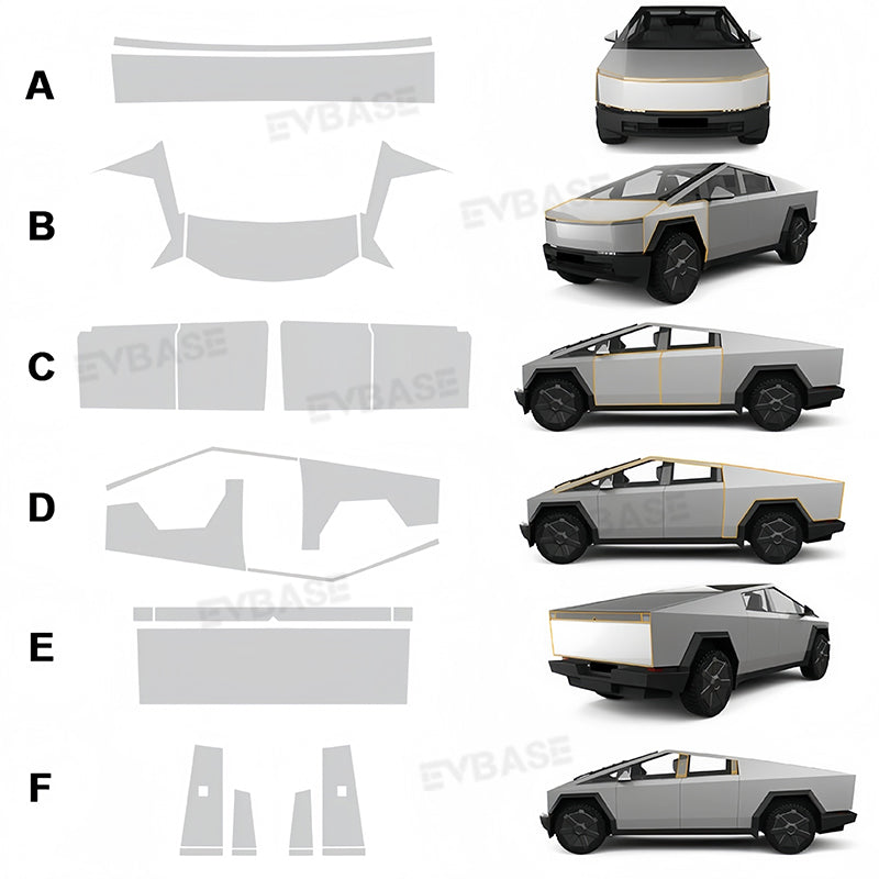 Tesla Cybertruck TPU Wrap Invisible Pre-cut Full Coverage Protective Film PPF Paint Protection Film