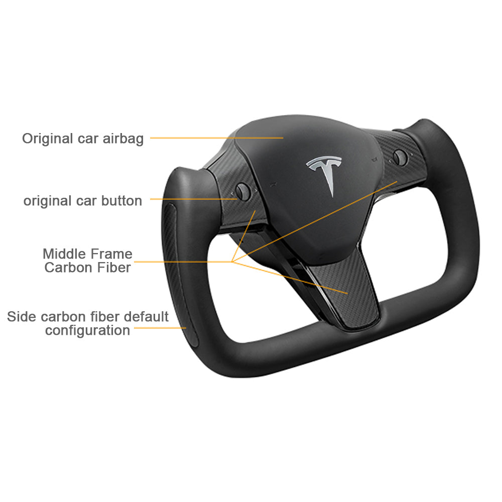 EVBASE Tesla Model 3 Model Y Yoke volante Nappa negro