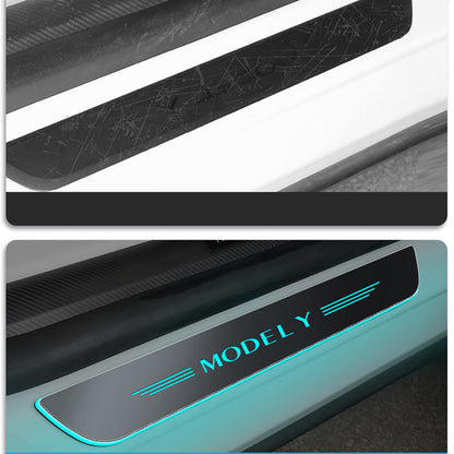 EVBASE Tesla Model Y Colorful Door Sill Protector Welcome Pedal Illuminated Door Sill