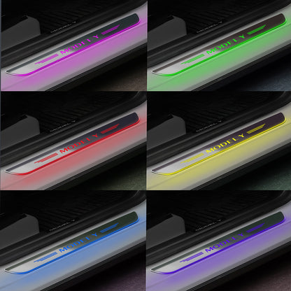 EVBASE Tesla Model Y Colorful Door Sill Protector Welcome Pedal Illuminated Door Sill