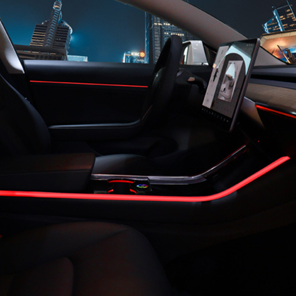 Tesla Model 3 Y Ambiente Luce Laser Incisa LED 64 colori luce atmosfer -  EVBASE-Premium EV&Tesla Accessories