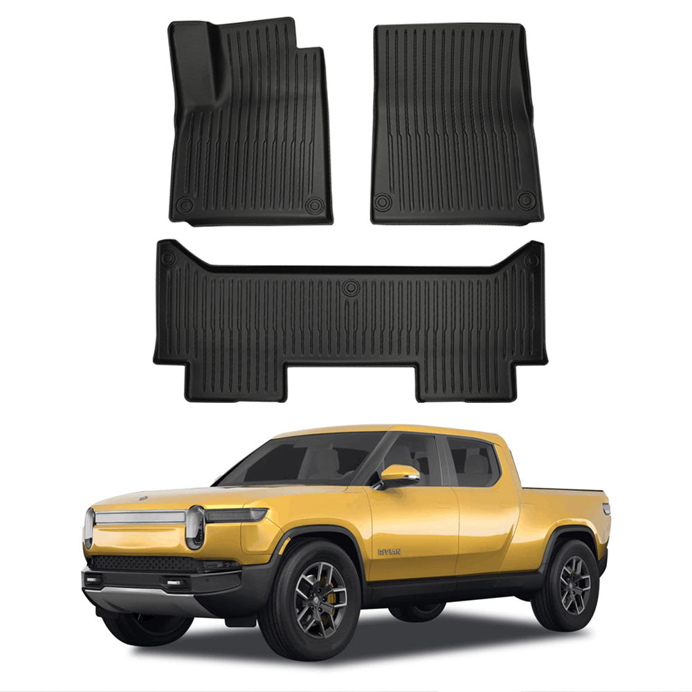 Rivian R1T Floor Mats TPE All Weather Protection Rivian R1T Accessories Black