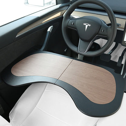 EVBASE Tesla Model 3 Model Y Folddable Table Tray Wood Grain Small Table