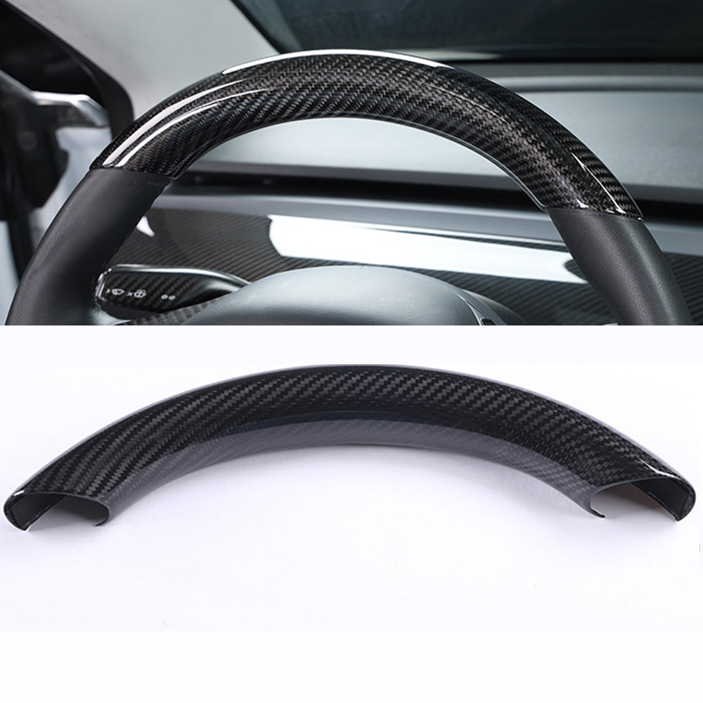 EVBASE Tesla Model 3 Y Real Carbon Fiber Steering Wheel Cap Tesla Carbon Fiber Interior