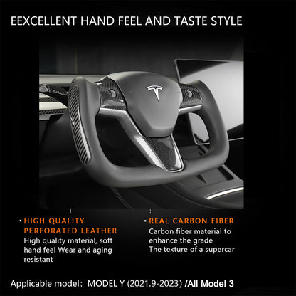 EVBASE Tesla Model 3 Model Y Yoke volante Nappa negro