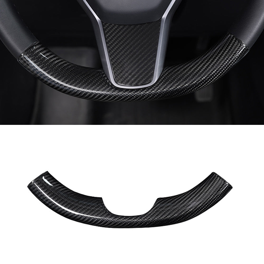 EVBASE Tesla Model 3 Y Real Carbon Fiber Steering Wheel Cap Tesla Carbon Fiber Interior