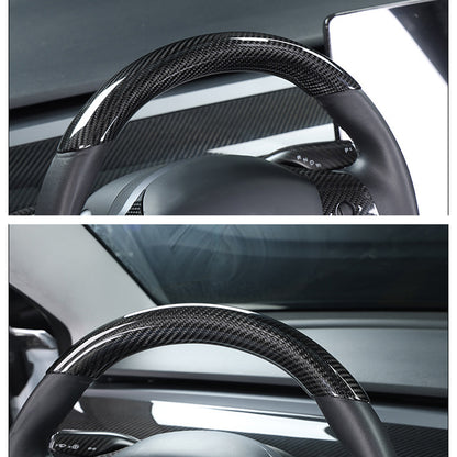 EVBASE Tesla Model 3 Y Real Carbon Fiber Steering Wheel Cap Tesla Carbon Fiber Interior