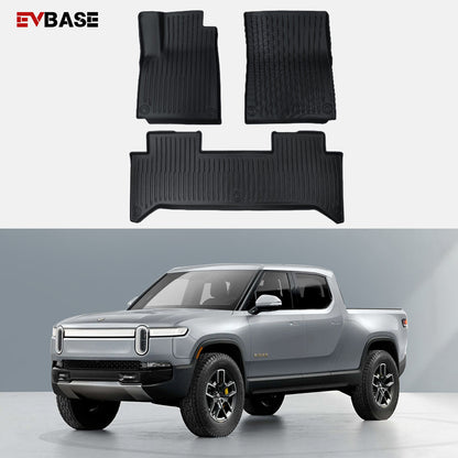 Rivian R1T Floor Mats TPE All Weather Protection Rivian R1T Accessories Black