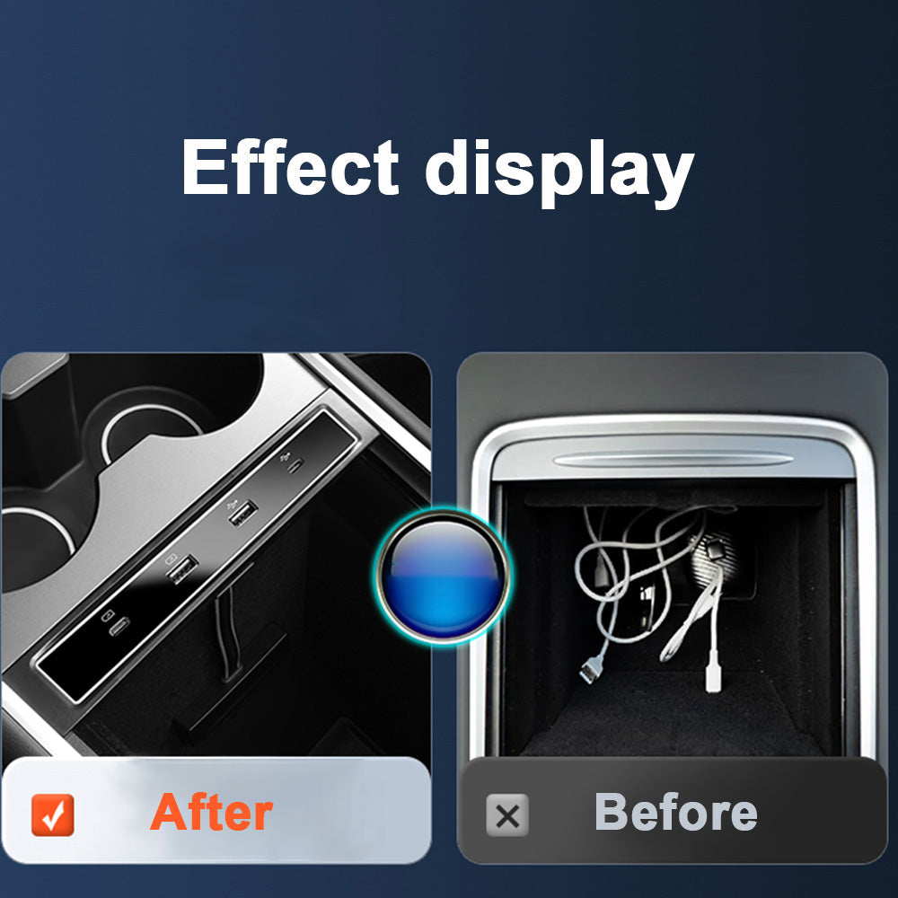 Tesla Model 3 Y USB-HUB-Adapter für die Mittelkonsole mit Umgebungsbeleuchtung
