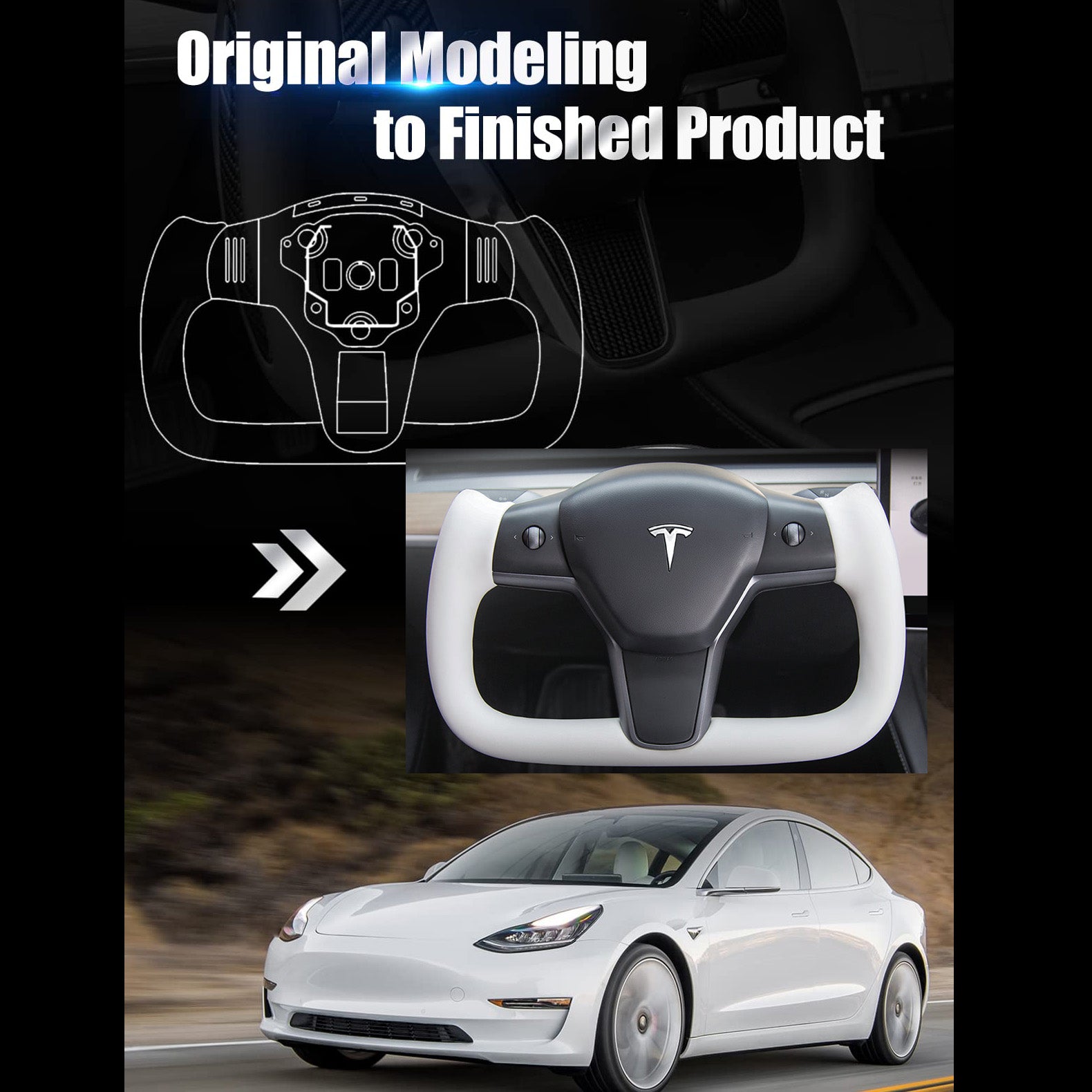 Tesla Model 3 Y-Joch-Lenkrad