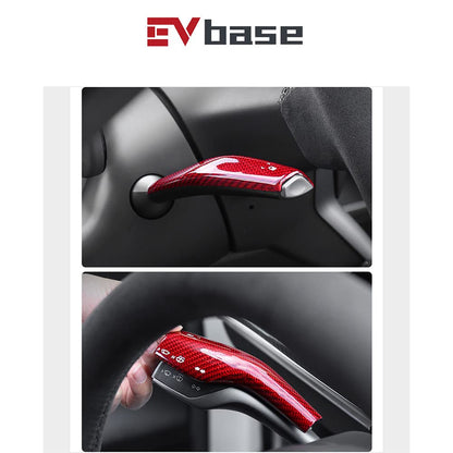 EVbase Model Y Model 3 Carbon Fiber Column Gear Shift Cover Tesla Steering Lever Cover Real Carbon Fiber