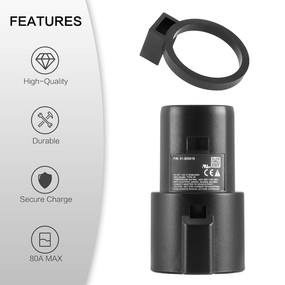 EVBASE J1772 to Tesla Charging Adapter 80A MAX/240VAC with Charger Loc -  EVBASE-Premium EV&Tesla Accessories