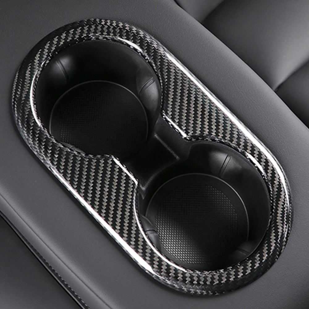 Tesla Model 3 Y Real Carbon Fiber Center Console Cup Holder Cover