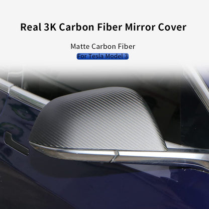 EVBASE Real Carbon Fiber Tesla Rearview Mirror Cover For Model 3 Y