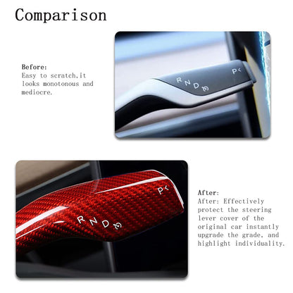 EVbase Model Y Model 3 Carbon Fiber Column Gear Shift Cover Tesla Steering Lever Cover Real Carbon Fiber