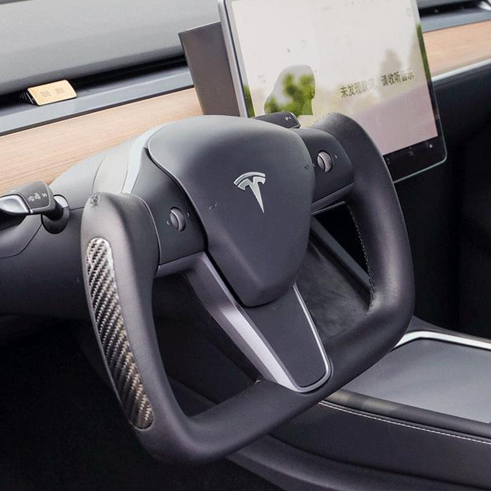 EVBASE Tesla Model 3 Model Y Yoke Lenkrad Nappa schwarz