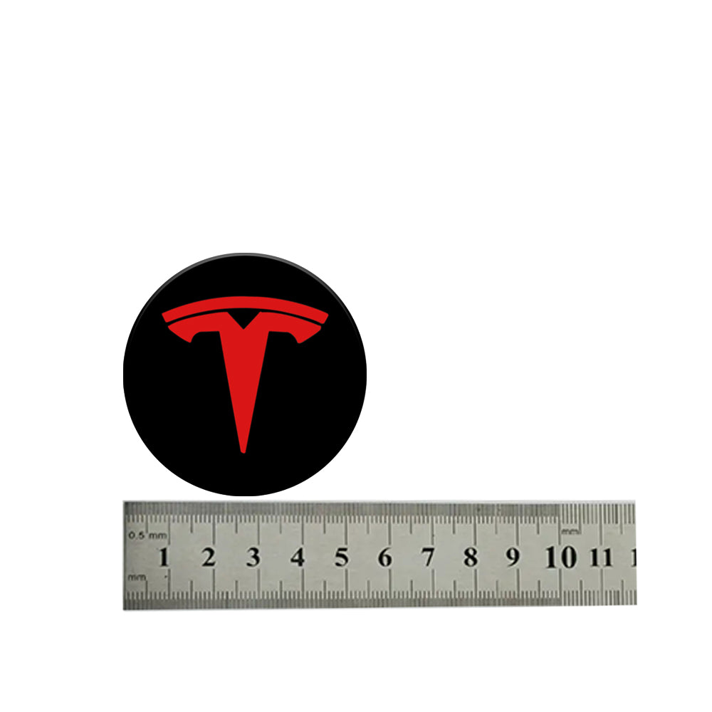 Red Tesla Logo Wheel Rim Cover Hubcaps Center T Logos Emblem Sticker 4PCS