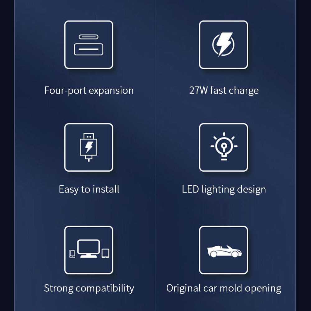 Tesla Model 3 Y Center Console USB HUB Adattatore 4 in 1 USB Center Console Smart Sensor per Tesla