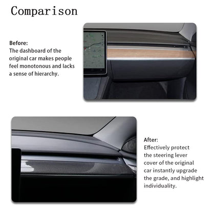 EVBASE Real Carbon Fiber Tesla Dashboard Front Door Cover Trim For Model 3 Y