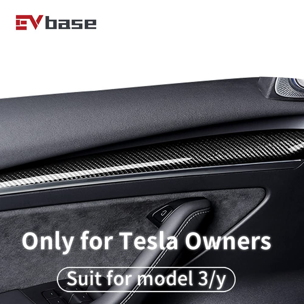 EVBASE Real Carbon Fiber Tesla Dashboard Front Door Cover Trim For Mod -  EVBASE-Premium EV&Tesla Accessories