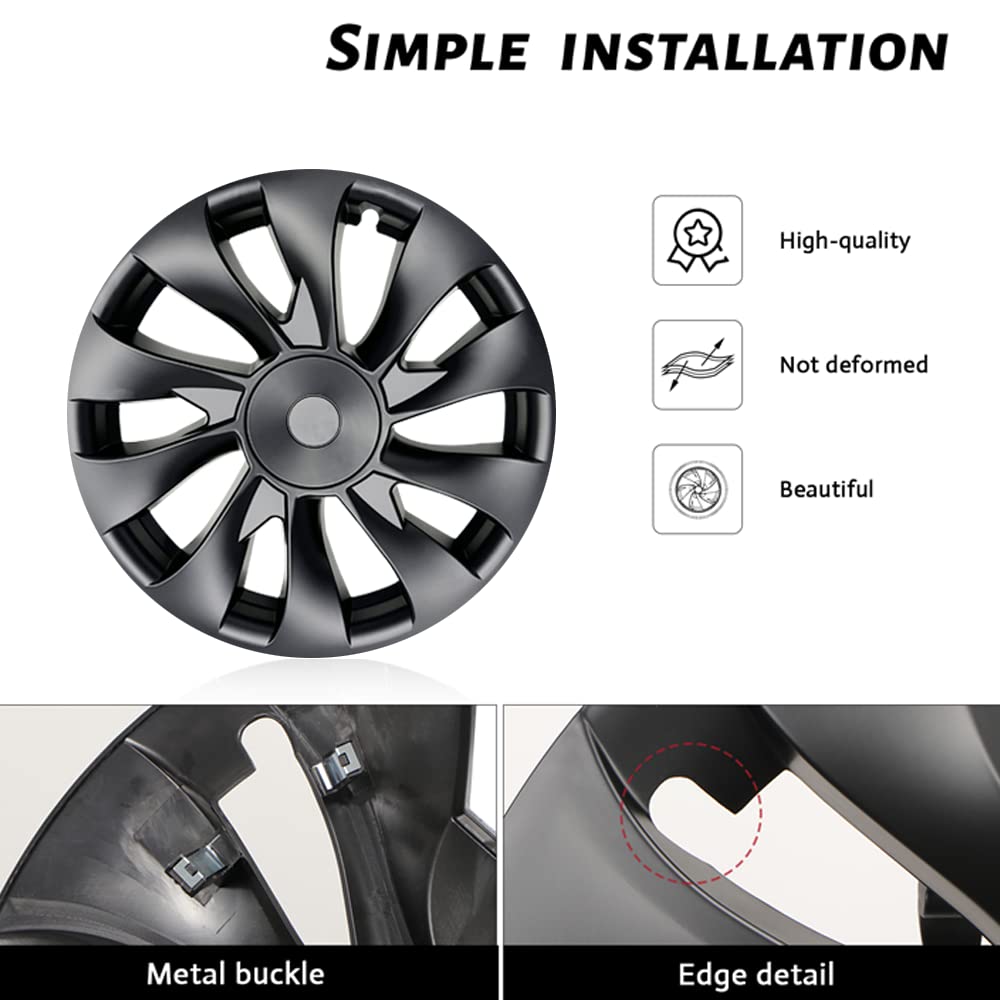 EVBASE Tesla Model 3 Wheel Cover 18 inch Induction Hubcaps for Tesla 2017-2023 Model 3 Accessories