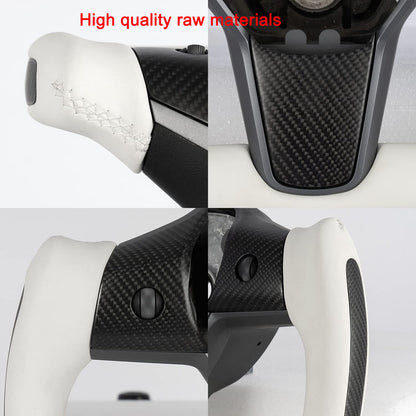 EVBASE Tesla Model 3 Y Yoke Steering Wheel Replacement Nappa White