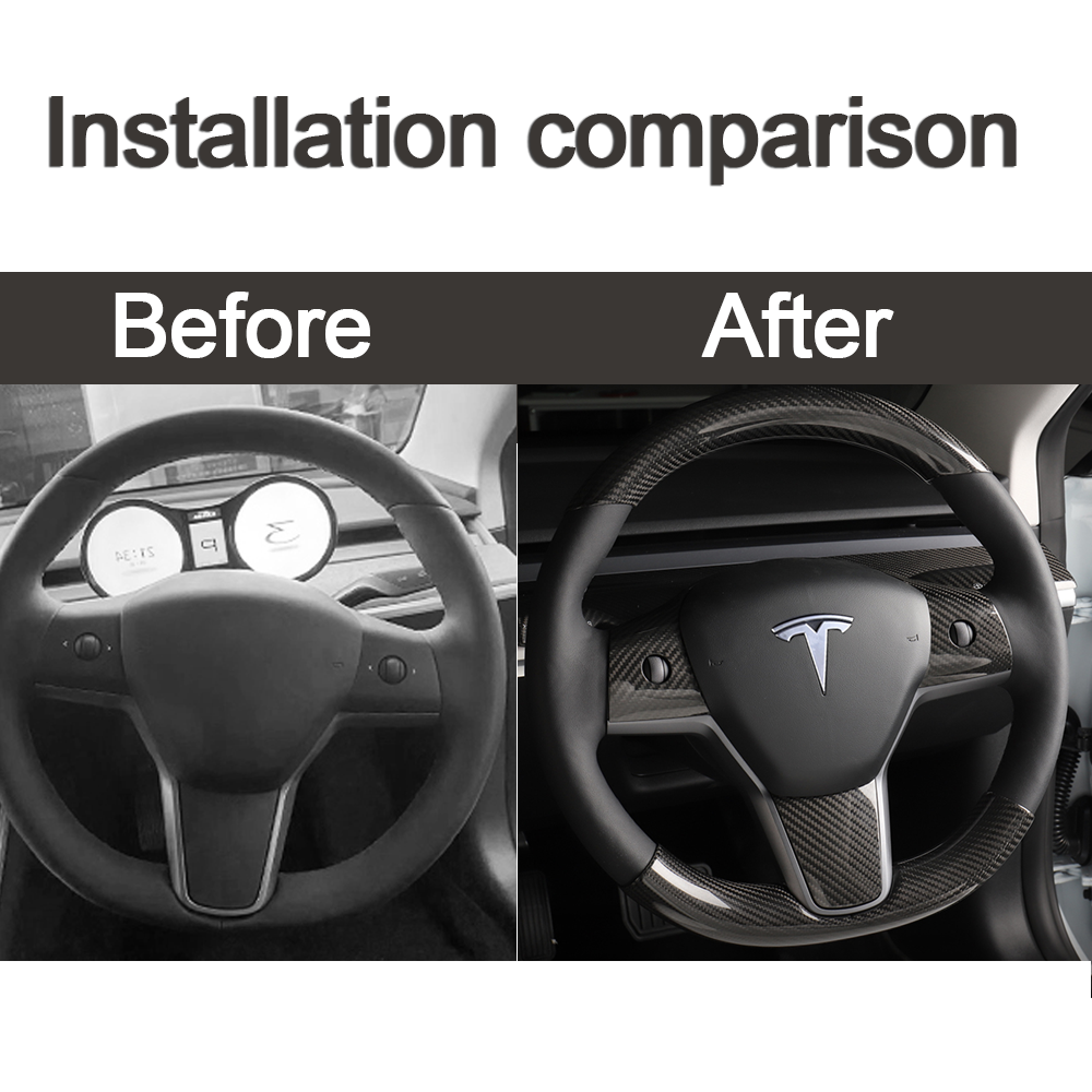 Tesla Model Y 3 Full Interior Carbon Fiber Upgrade Kit Real Molded Carbon Fiber Cover Wrap Trim Overlay Protection